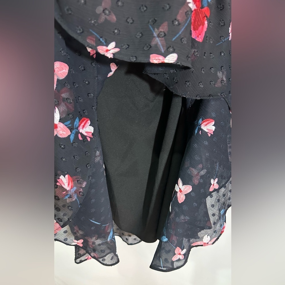 Eliza J Ruffled Black and Pink Floral Dress 2P - Picture 9 of 10